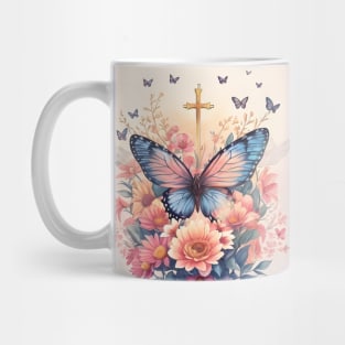 Butterfly and Gold Cross Mug